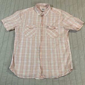 Mens Lacoste Pink Shirt Short Sleeve Top Med 42 Classic Cotton Button Alligator